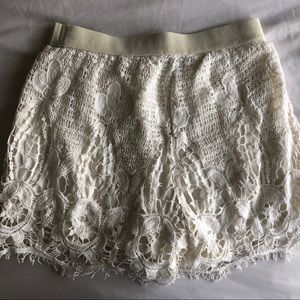Off white lace shorts